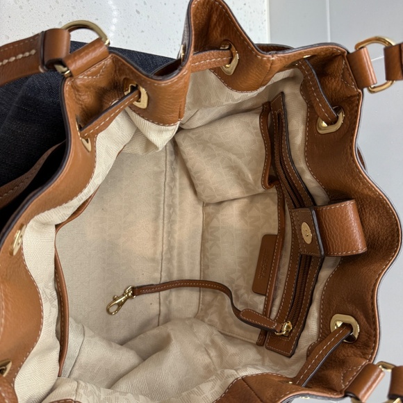 Michael Kors Denim and Leather Drawstring Bag - Picture 5 of 6